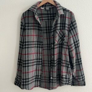 WESC Flannel Jacket Plaid Snap Buttons Size Large